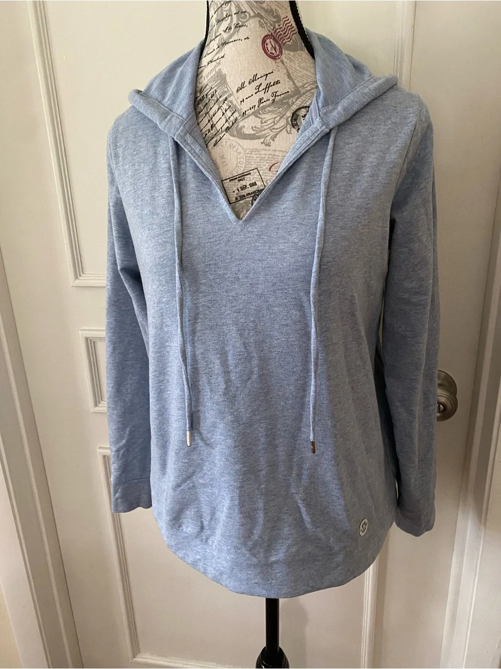 Michael Kors Blue Hooded Pullover Sweatshirt Size Small Soft Stretch